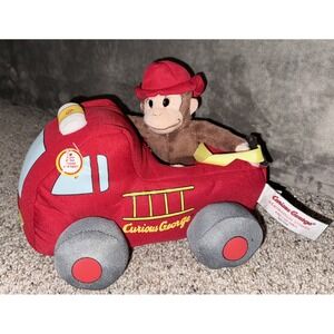Curious George Fireman‎ Plush Firetruck Lights Sound 2 Piece Stuffed Toy Works